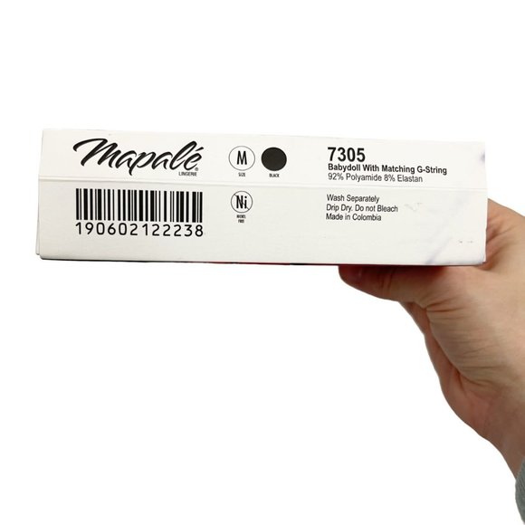 NEW Mapale Lingerie Babydoll with Matching G-String in Black 7305 - Size Medium - Picture 3 of 4